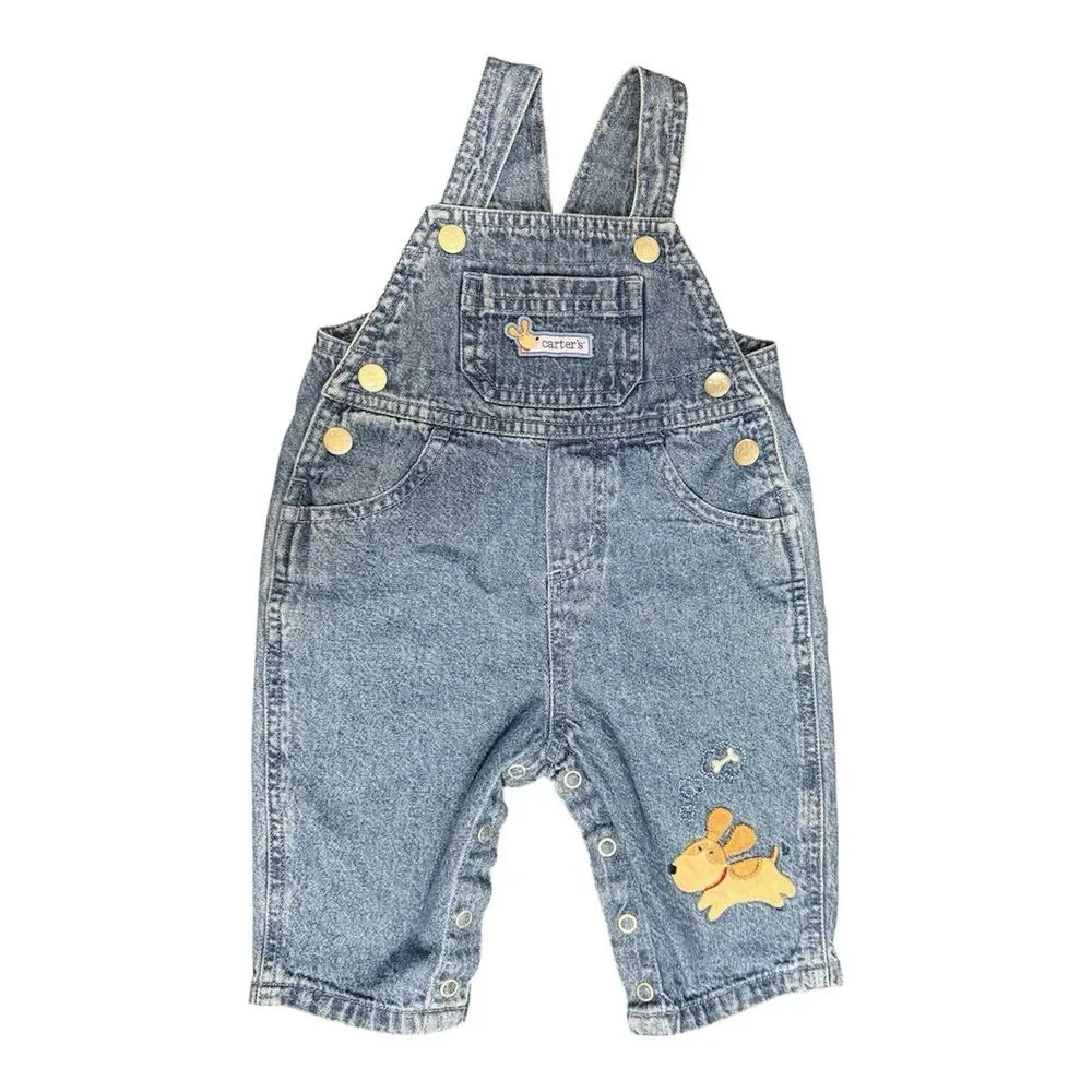 Vintage Carter's Baby Overalls Puppy Dog 9 Months